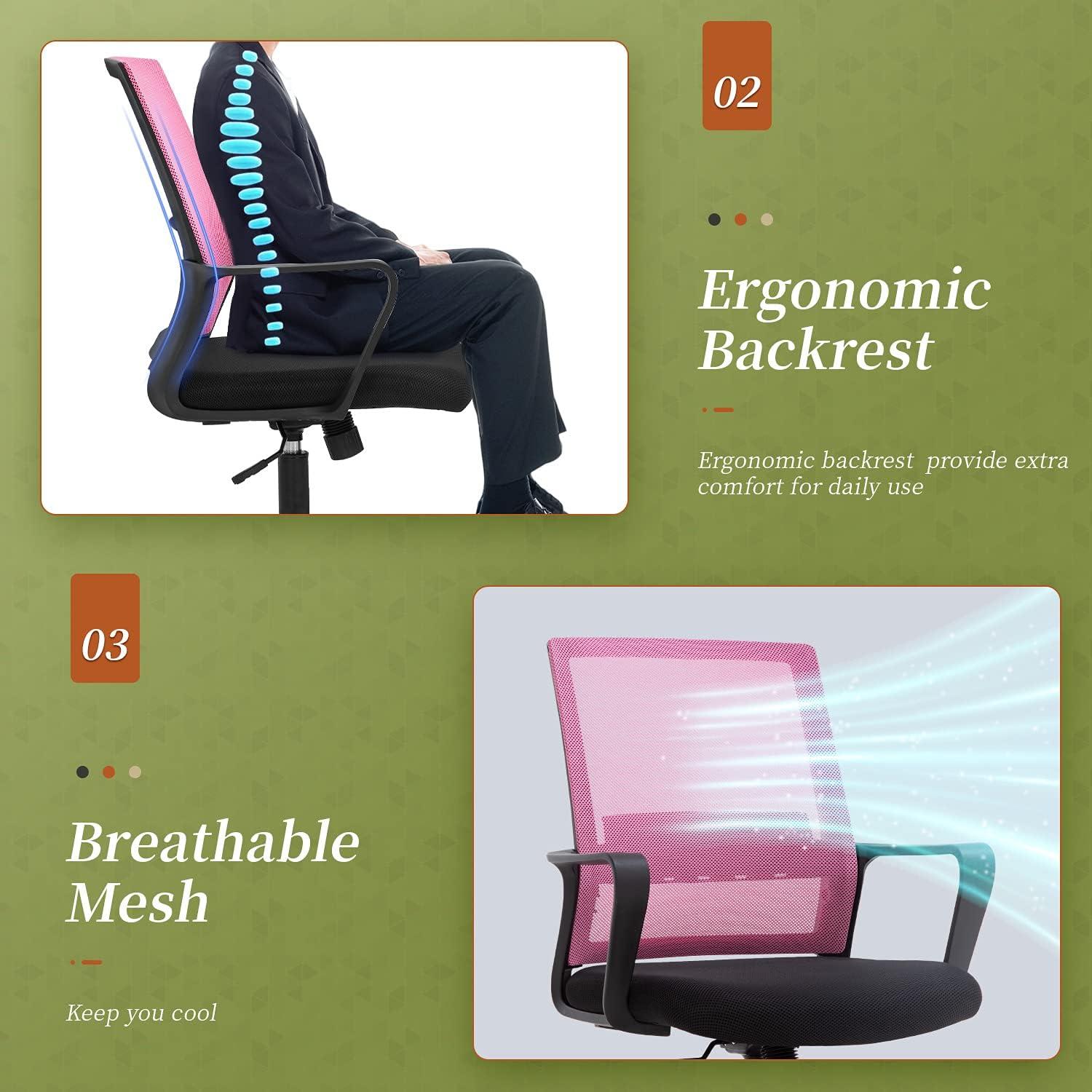 image:imageBestOffice Desk Chair for Office which is Ergonomically Made with Cushion Armrest amp Lumbar Support Nylon BlackPink