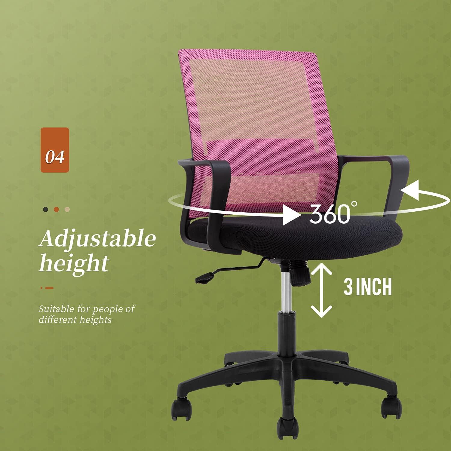 image:imageBestOffice Desk Chair for Office which is Ergonomically Made with Cushion Armrest amp Lumbar Support Nylon BlackPink