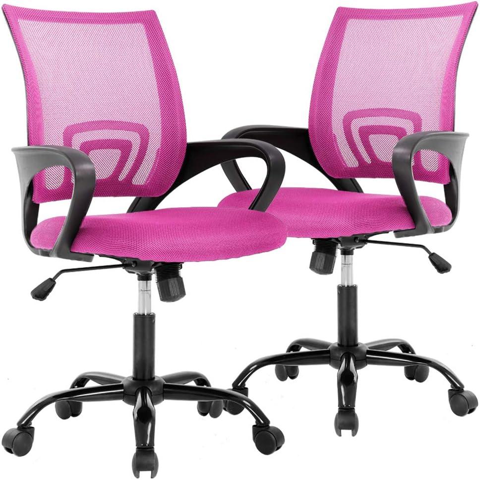 image:imageBestOffice Office Chair Ergonomic Cheap Desk Chair Mesh Computer Chair Lumbar Support Modern Executive Adjustable Stool Rolling Swivel Chair for Back Pain BlackPink