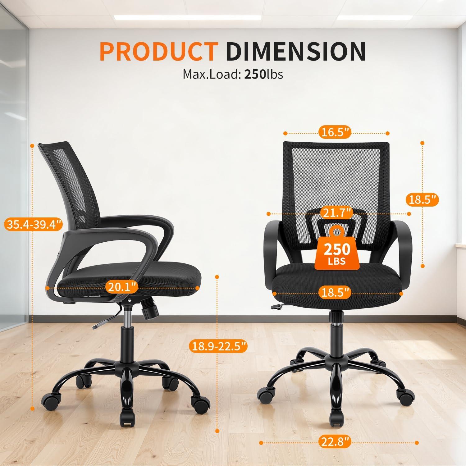 image:imageBestOffice Office Chair Ergonomic Cheap Desk Chair Mesh Computer Chair Lumbar Support Modern Executive Adjustable Stool Rolling Swivel Chair for Back Pain BlackBlack