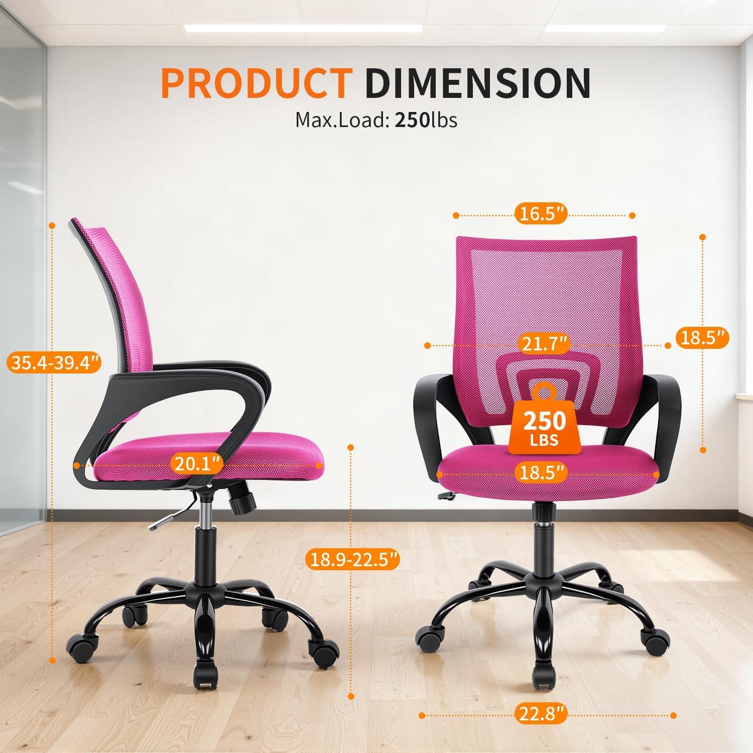 image:imageBestOffice Office Chair Ergonomic Cheap Desk Chair Mesh Computer Chair Lumbar Support Modern Executive Adjustable Stool Rolling Swivel Chair for Back Pain BlackPink