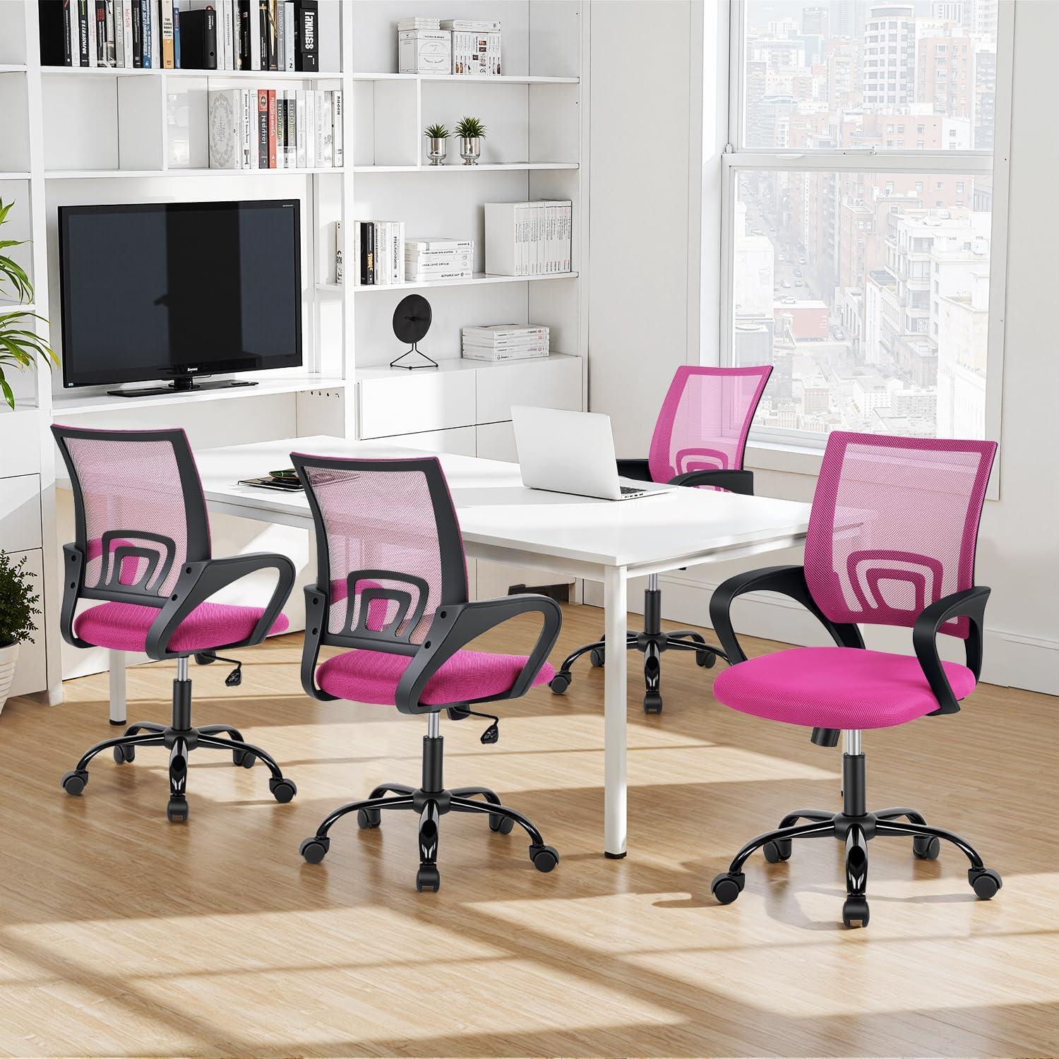 image:imageBestOffice Office Chair Ergonomic Cheap Desk Chair Mesh Computer Chair Lumbar Support Modern Executive Adjustable Stool Rolling Swivel Chair for Back Pain BlackPink