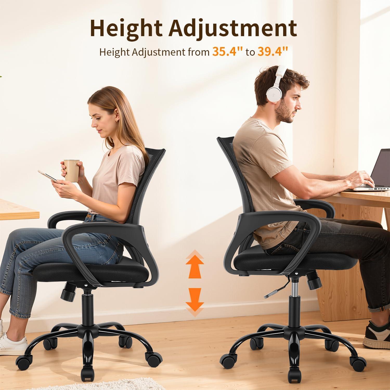 image:imageBestOffice Office Chair Ergonomic Cheap Desk Chair Mesh Computer Chair Lumbar Support Modern Executive Adjustable Stool Rolling Swivel Chair for Back Pain BlackBlack