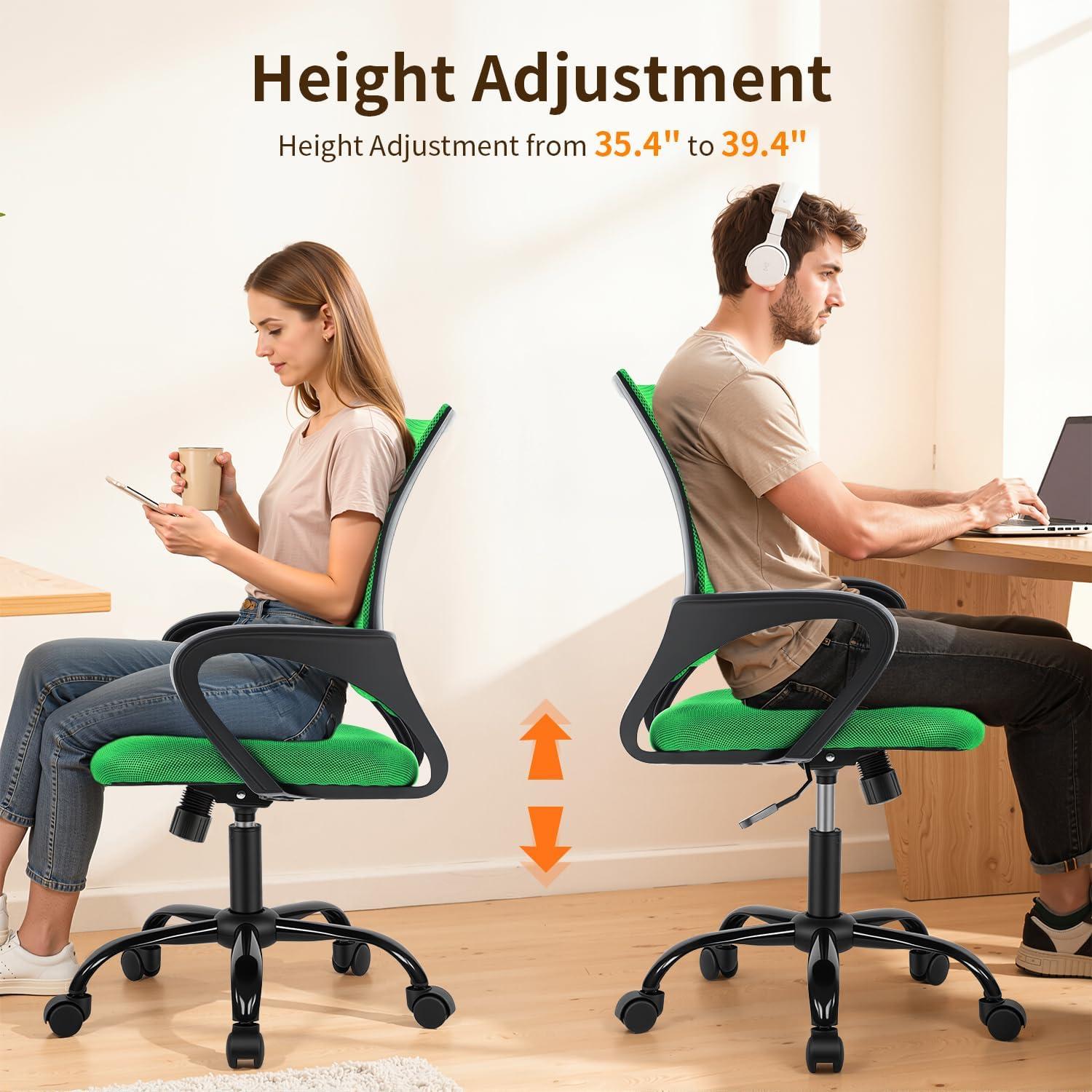 image:imageBestOffice Office Chair Ergonomic Cheap Desk Chair Mesh Computer Chair Lumbar Support Modern Executive Adjustable Stool Rolling Swivel Chair for Back Pain BlackGreen