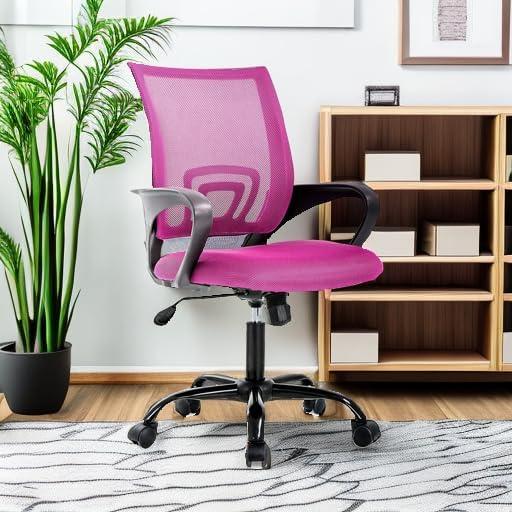 image:imageBestOffice Office Chair Ergonomic Cheap Desk Chair Mesh Computer Chair Lumbar Support Modern Executive Adjustable Stool Rolling Swivel Chair for Back Pain BlackPink