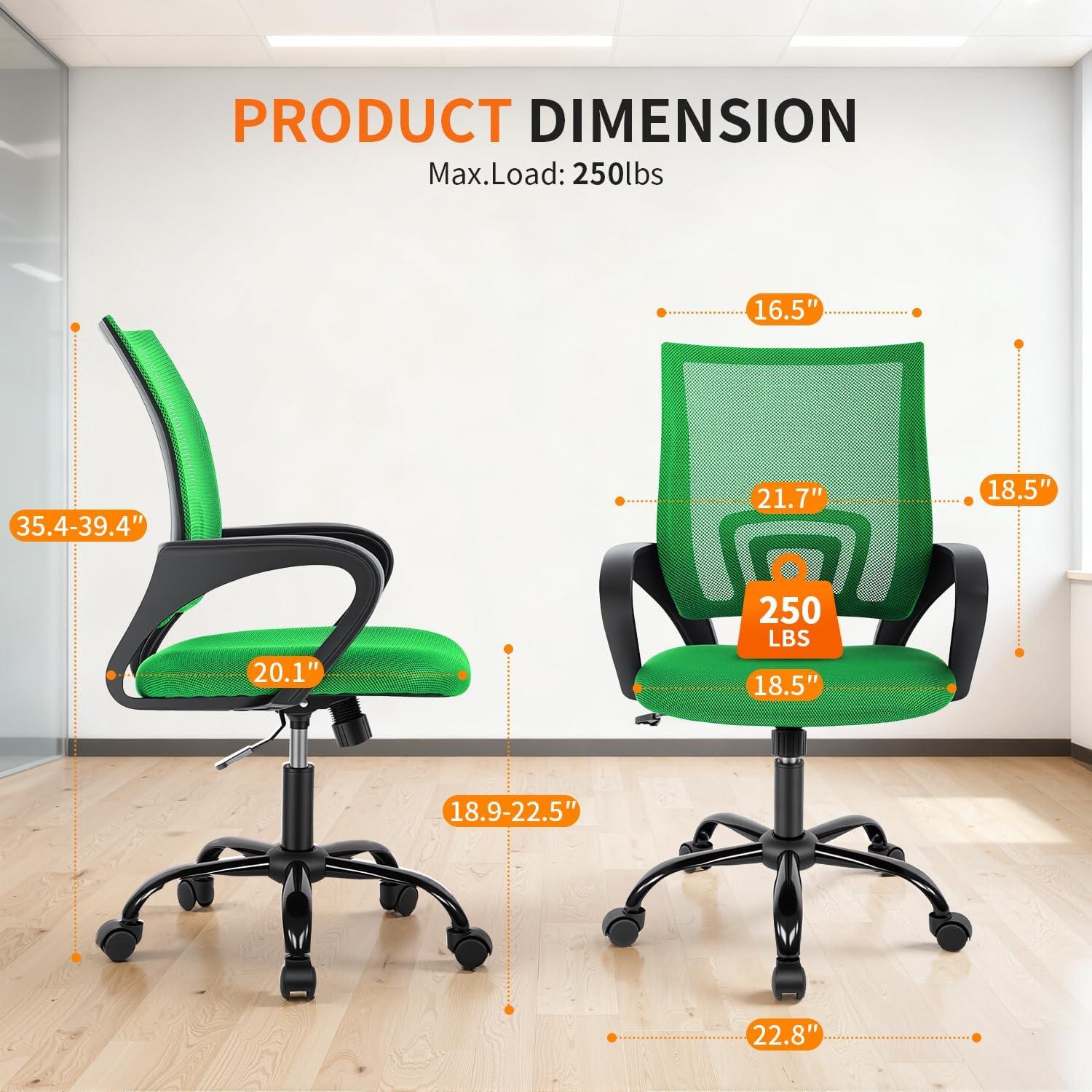 image:imageBestOffice Office Chair Ergonomic Cheap Desk Chair Mesh Computer Chair Lumbar Support Modern Executive Adjustable Stool Rolling Swivel Chair for Back Pain BlackGreen
