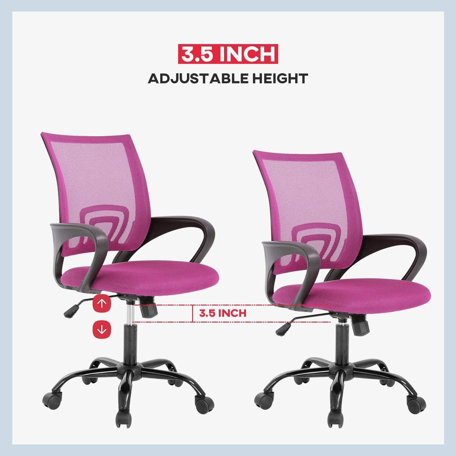 image:imageBestOffice Office Chair Ergonomic Cheap Desk Chair Mesh Computer Chair Lumbar Support Modern Executive Adjustable Stool Rolling Swivel Chair for Back Pain BlackPink