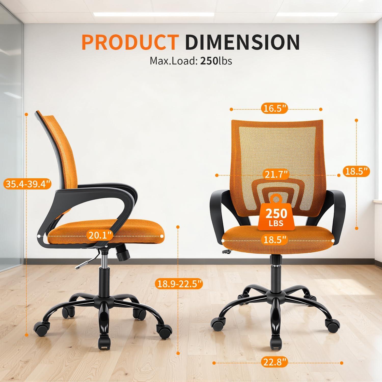 image:imageBestOffice Office Chair Ergonomic Cheap Desk Chair Mesh Computer Chair Lumbar Support Modern Executive Adjustable Stool Rolling Swivel Chair for Back Pain BlackOrange