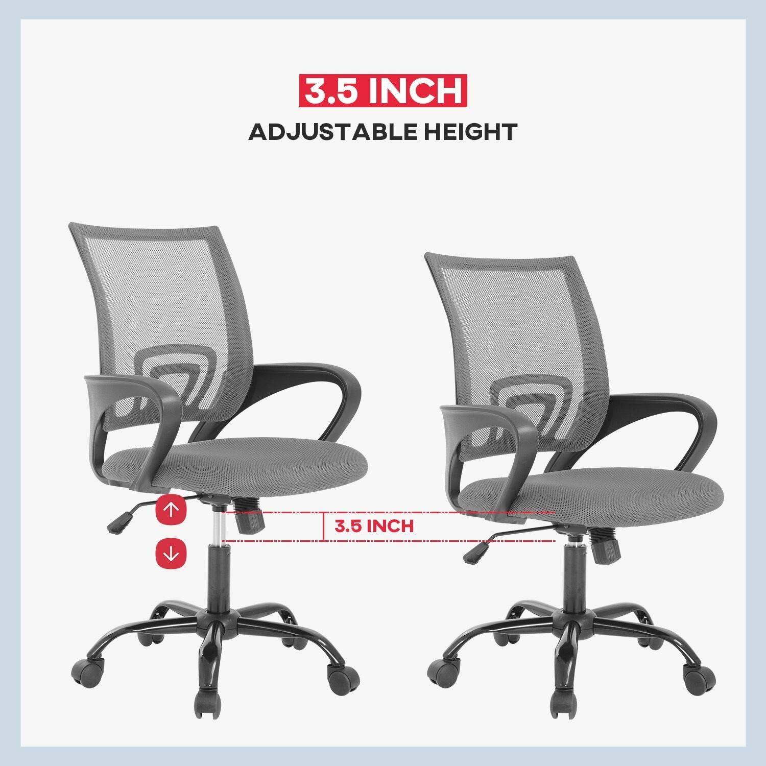 image:imageBestOffice Office Chair Ergonomic Cheap Desk Chair Mesh Computer Chair Lumbar Support Modern Executive Adjustable Stool Rolling Swivel Chair for Back Pain BlackGrey