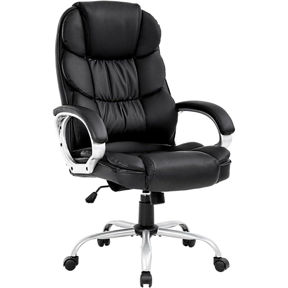 image:imageBestOffice Ergonomic Office Chair Desk Chair Computer Chair with Lumbar Support Arms Executive Rolling Swivel PU Leather Task Chair for Women Adults BlackBlack