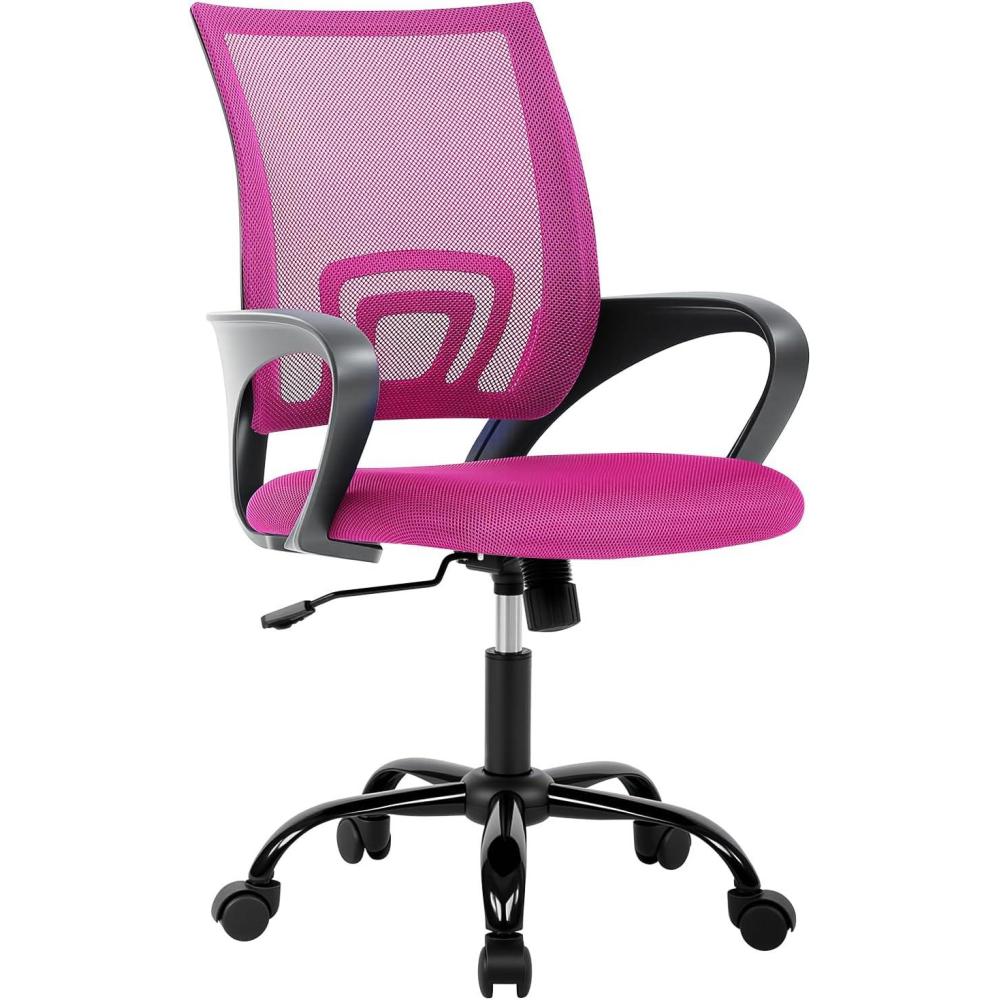 image:imageBestOffice Office Chair Ergonomic Cheap Desk Chair Mesh Computer Chair Lumbar Support Modern Executive Adjustable Stool Rolling Swivel Chair for Back Pain BlackPink