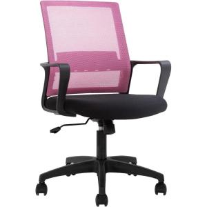 BestOffice Desk Chair for Office which is Ergonomically Made with Cushion, Armrest & Lumbar Support, Nylon (Black)(Pink)