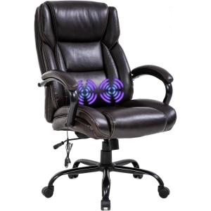 Big and Tall Office Chair 500lb Wide Seat Desk Chair with Lumbar Support Armrest Swivel Rolling High Back PU Leather Computer Chair Massage Adjustable Ergonomic Task Chair for Adults Women(Black)(Brown)