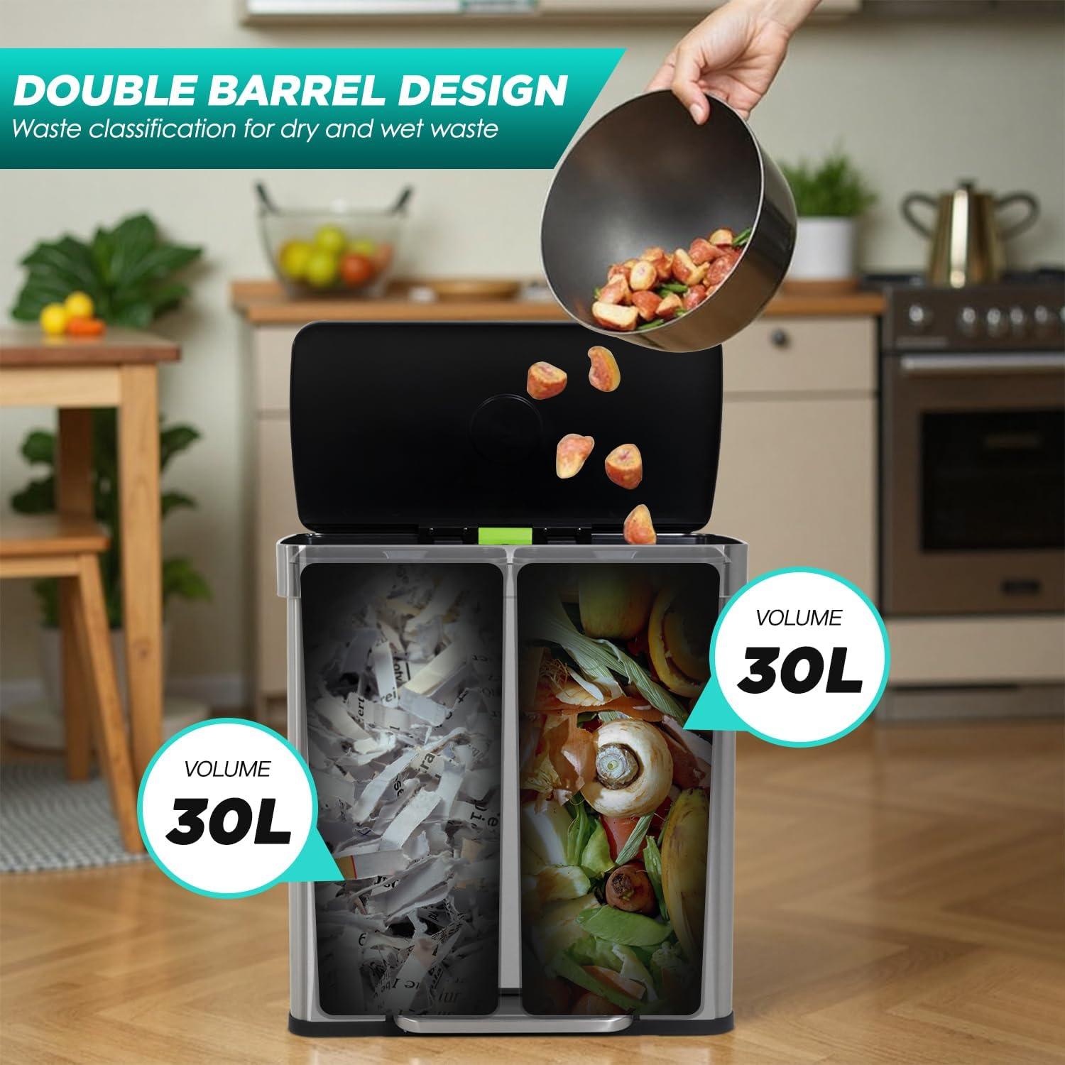 image:image13 Gallon50 L Garbage Can Kitchen Trash Can with Lid for Office Bedroom Bathroom Step Trash Bin FingerprintProof Brushed Stainless Steel 13 Gallon 50 LiterStainless Steel