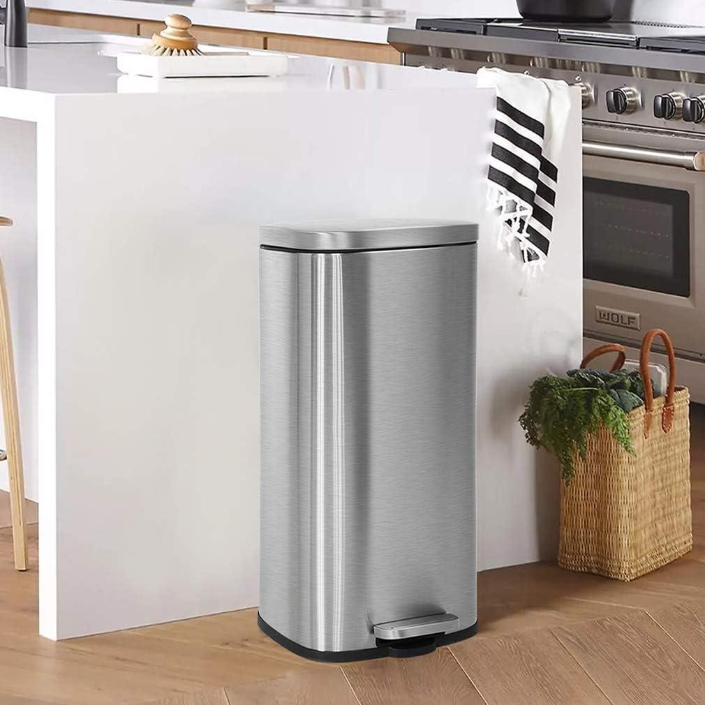 image:image13 Gallon50 L Garbage Can Kitchen Trash Can with Lid for Office Bedroom Bathroom Step Trash Bin FingerprintProof Brushed Stainless Steel 13 Gallon 50 LiterStainless Steel