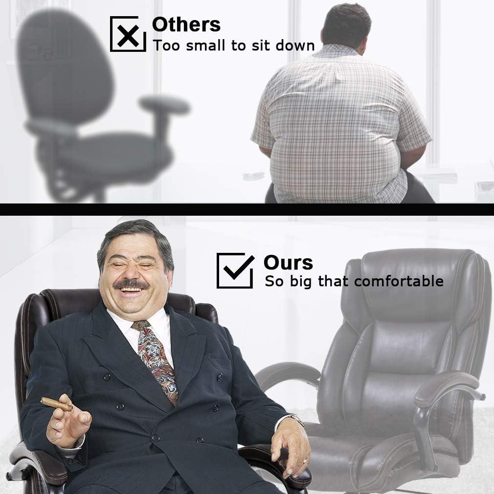 image:imageBestMassage Big and Tall Office Chair 500lbs Cheap Desk High Back PU Executive Ergonomic Computer Chair with Lumbar Support Headrest Swivel for Women Men AdultsBlackBrown