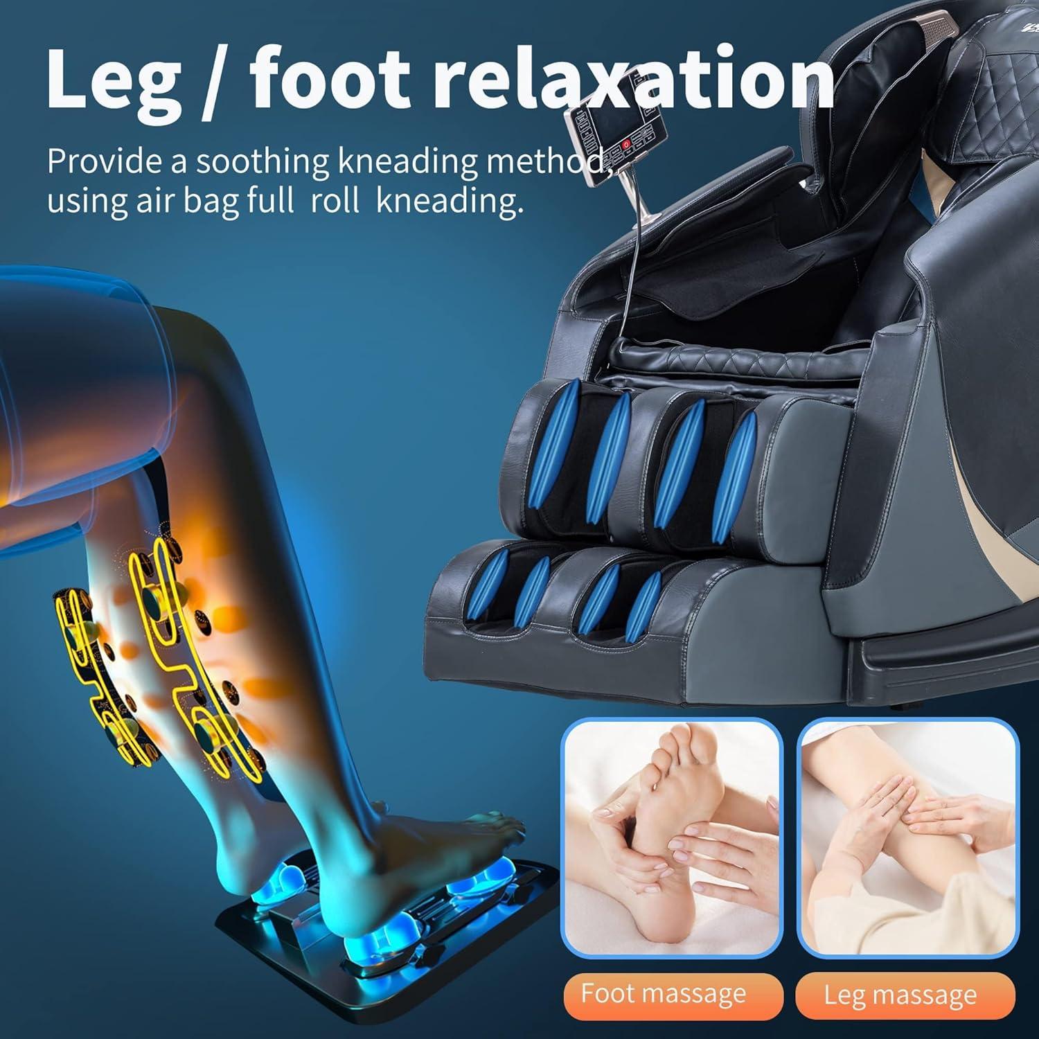 image:imageBestMassage Massage Chair Full Body Zero Gravity Recliner with Bluetooth Speaker Heating Therapy Foot Roller and Air Massage System for Home or Office BlackBlack