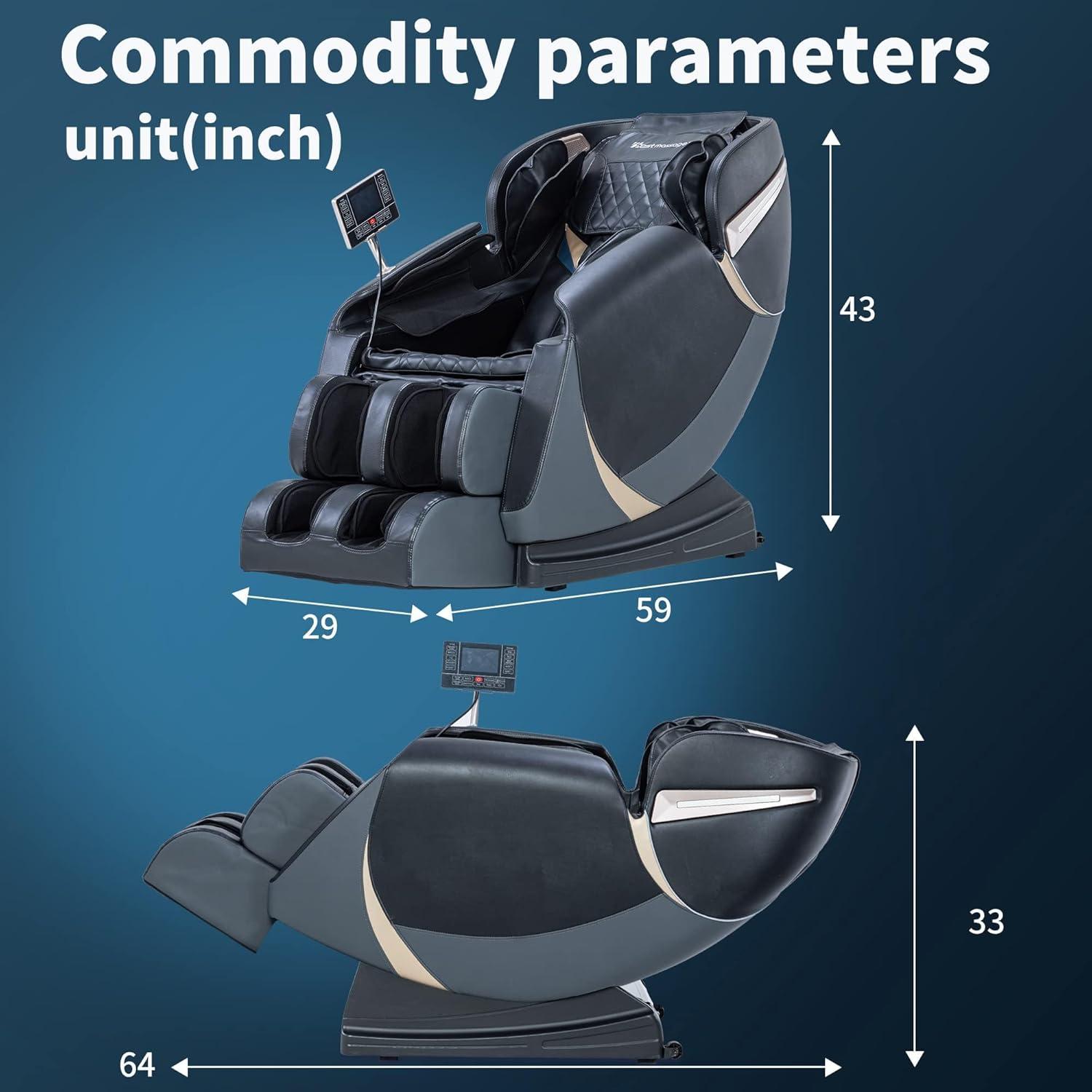 image:imageBestMassage Massage Chair Full Body Zero Gravity Recliner with Bluetooth Speaker Heating Therapy Foot Roller and Air Massage System for Home or Office BlackBlack