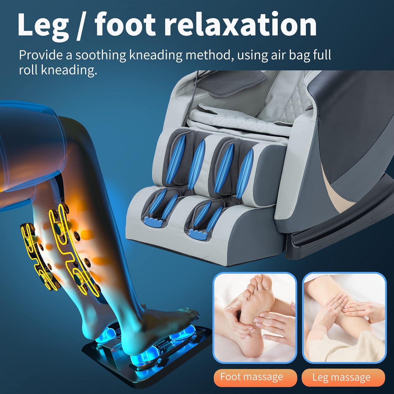 image:imageBestMassage Massage Chair Full Body Zero Gravity Recliner with Bluetooth Speaker Heating Therapy Foot Roller and Air Massage System for Home or Office BlackGrey