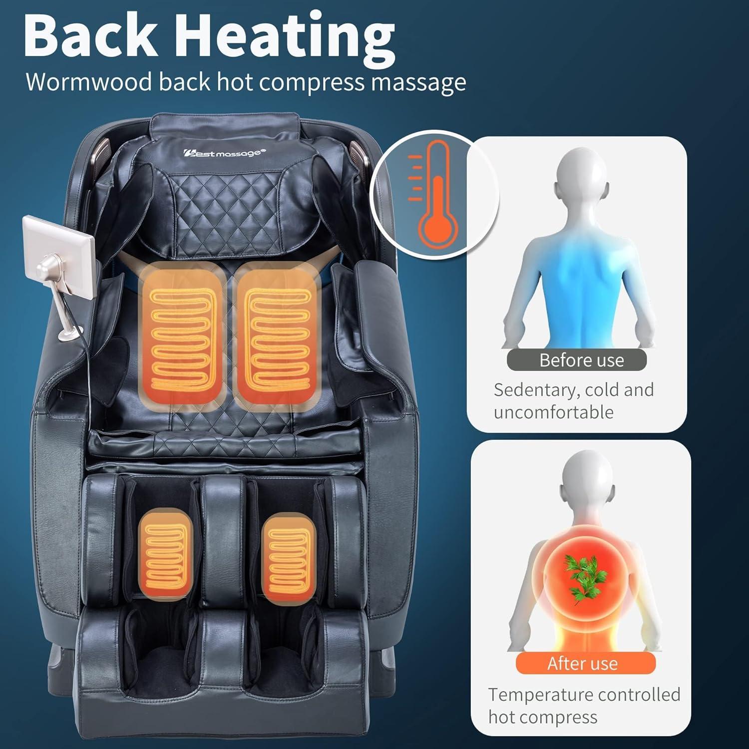 image:imageBestMassage Massage Chair Full Body Zero Gravity Recliner with Bluetooth Speaker Heating Therapy Foot Roller and Air Massage System for Home or Office BlackBlack