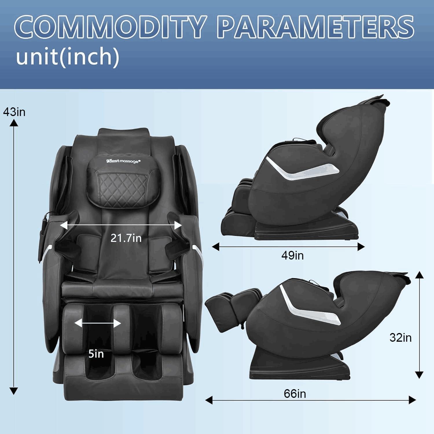 image:imageBestMassage Massage Chair Zero Gravity Full Body Electric Shiatsu Massage Chair Recliner with Foot Rollers Builtin Heat Therapy Air Massage System Stretch Vibrating for Home OfficeBlackBlack