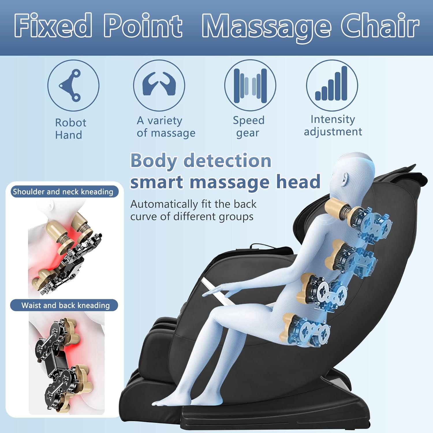 image:imageBestMassage Massage Chair Zero Gravity Full Body Electric Shiatsu Massage Chair Recliner with Foot Rollers Builtin Heat Therapy Air Massage System Stretch Vibrating for Home OfficeBlackBlack