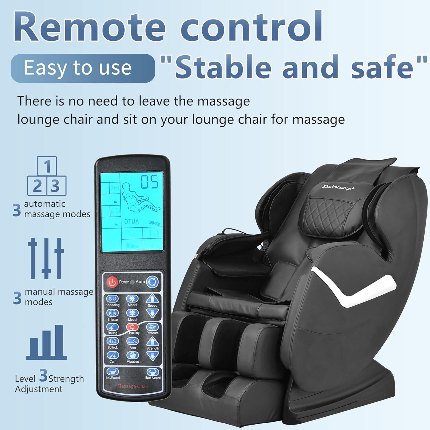 image:imageBestMassage Massage Chair Zero Gravity Full Body Electric Shiatsu Massage Chair Recliner with Foot Rollers Builtin Heat Therapy Air Massage System Stretch Vibrating for Home OfficeBlackBlack