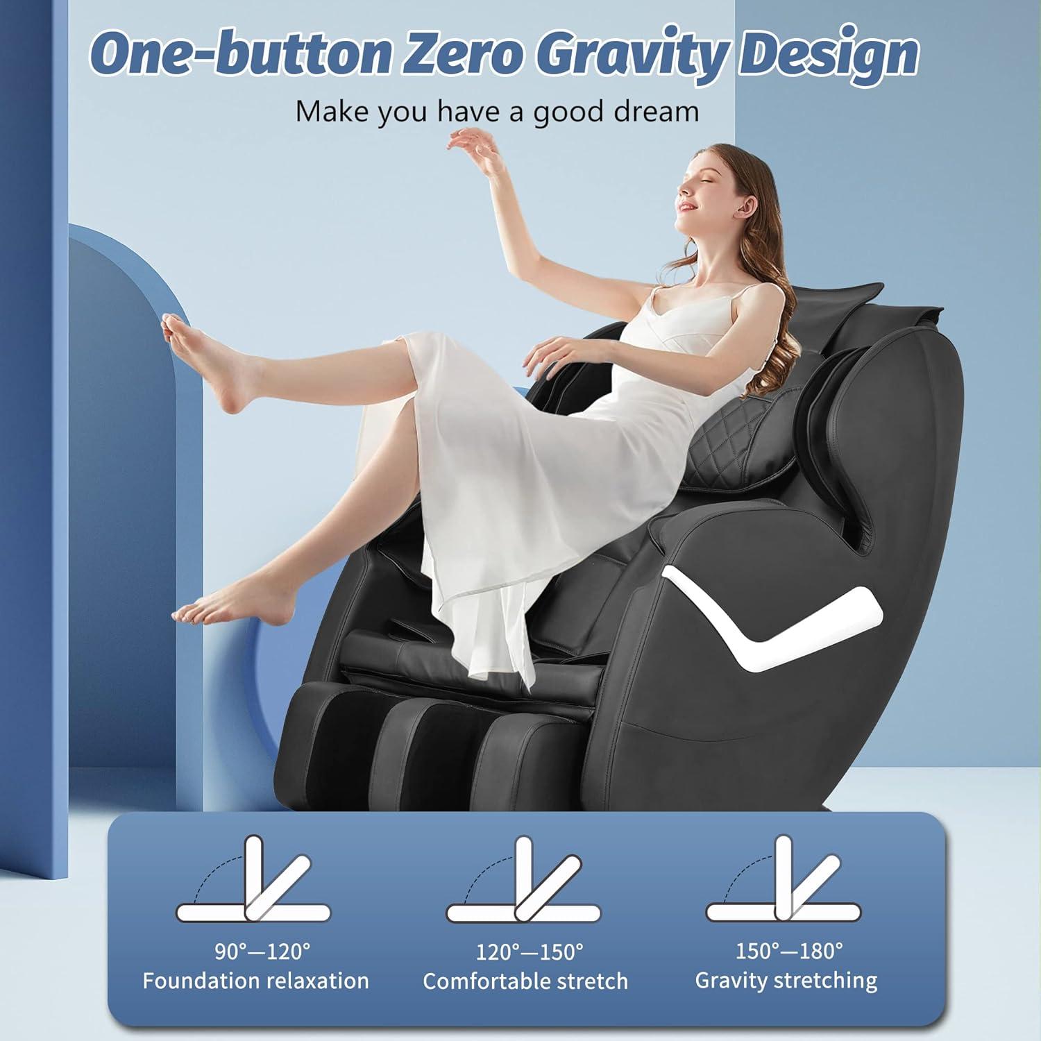 image:imageBestMassage Massage Chair Zero Gravity Full Body Electric Shiatsu Massage Chair Recliner with Foot Rollers Builtin Heat Therapy Air Massage System Stretch Vibrating for Home OfficeBlackBlack