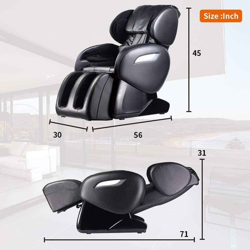 image:imageBestMassage Zero Gravity Full Body Electric Shiatsu Massage Chair Recliner with Foot Roller Airbag Massage System Stretch VibratingBlack
