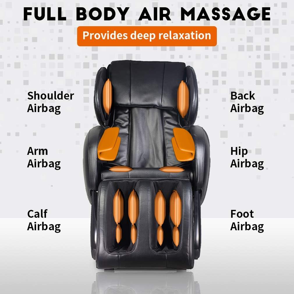 image:imageBestMassage Zero Gravity Full Body Electric Shiatsu Massage Chair Recliner with Foot Roller Airbag Massage System Stretch VibratingBlack