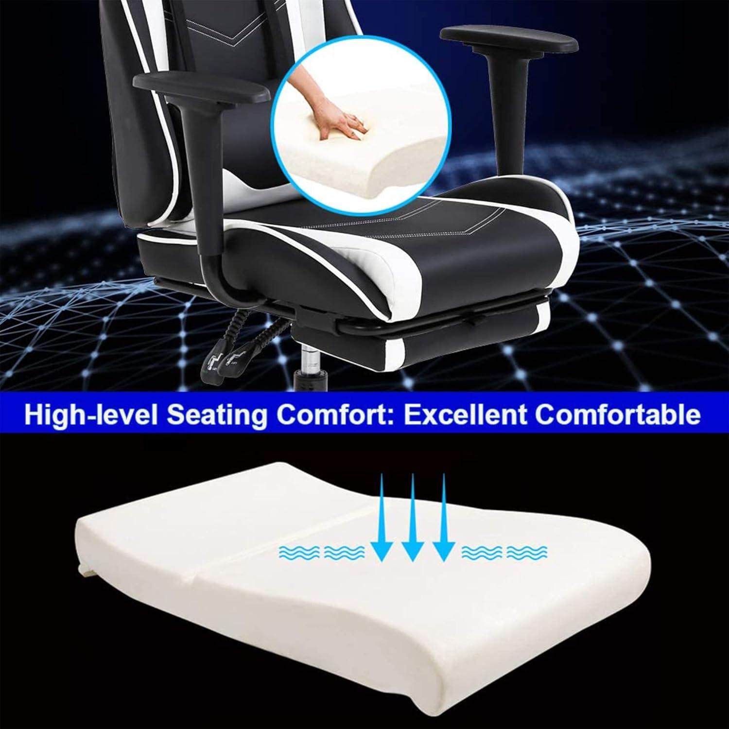 image:imageBestOffice Ergonomic Gaming Chair White Reclining Computer Chair with Lumbar Support Headrest Pillow Adjustable Footrests 360 Swivel with Heavy Duty Wheels for Home amp OfficeWhite