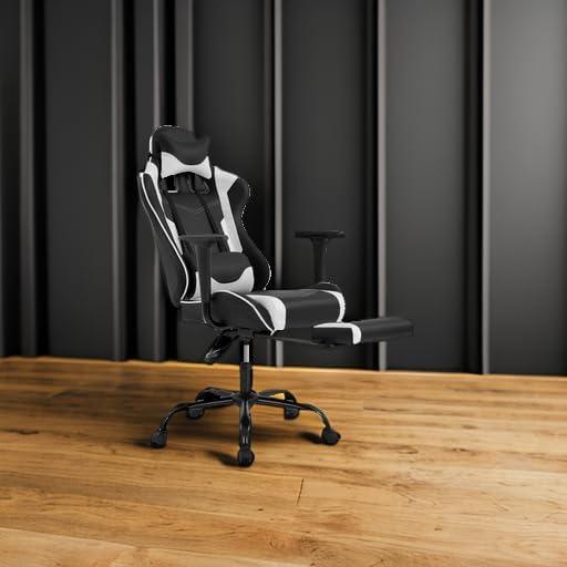image:imageBestOffice Ergonomic Gaming Chair White Reclining Computer Chair with Lumbar Support Headrest Pillow Adjustable Footrests 360 Swivel with Heavy Duty Wheels for Home amp OfficeWhite
