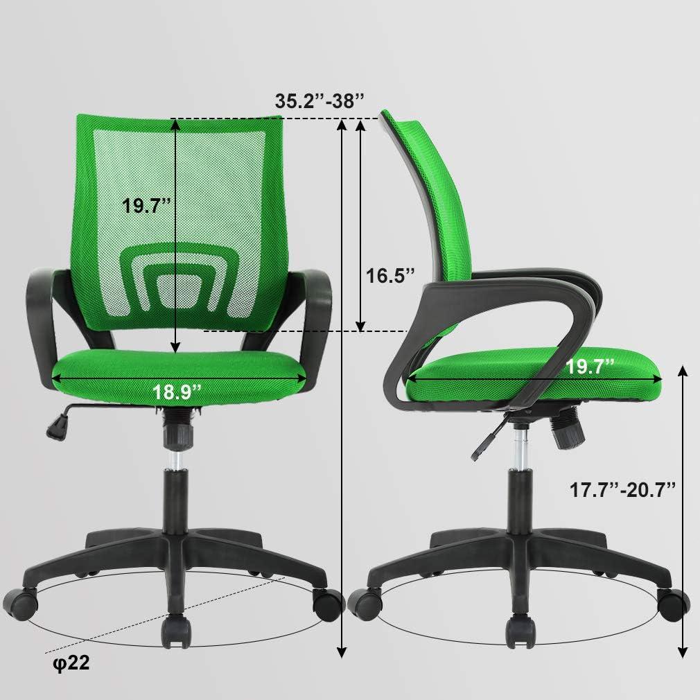 image:imageBestOffice Ergonomic Office Chair MidBack Swivel Desk Chair Breathable Backrest amp Lumbar Support Adjustable Height Sponge Seat Rolling Wheels Black for Adults amp WomenGreen