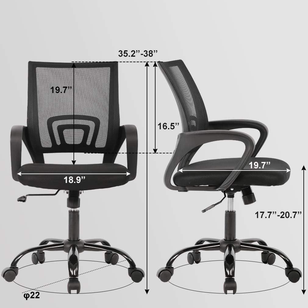 image:imageBestOffice Ergonomic Office Chair MidBack Swivel Desk Chair Breathable Backrest amp Lumbar Support Adjustable Height Sponge Seat Rolling Wheels Black for Adults amp WomenBlack