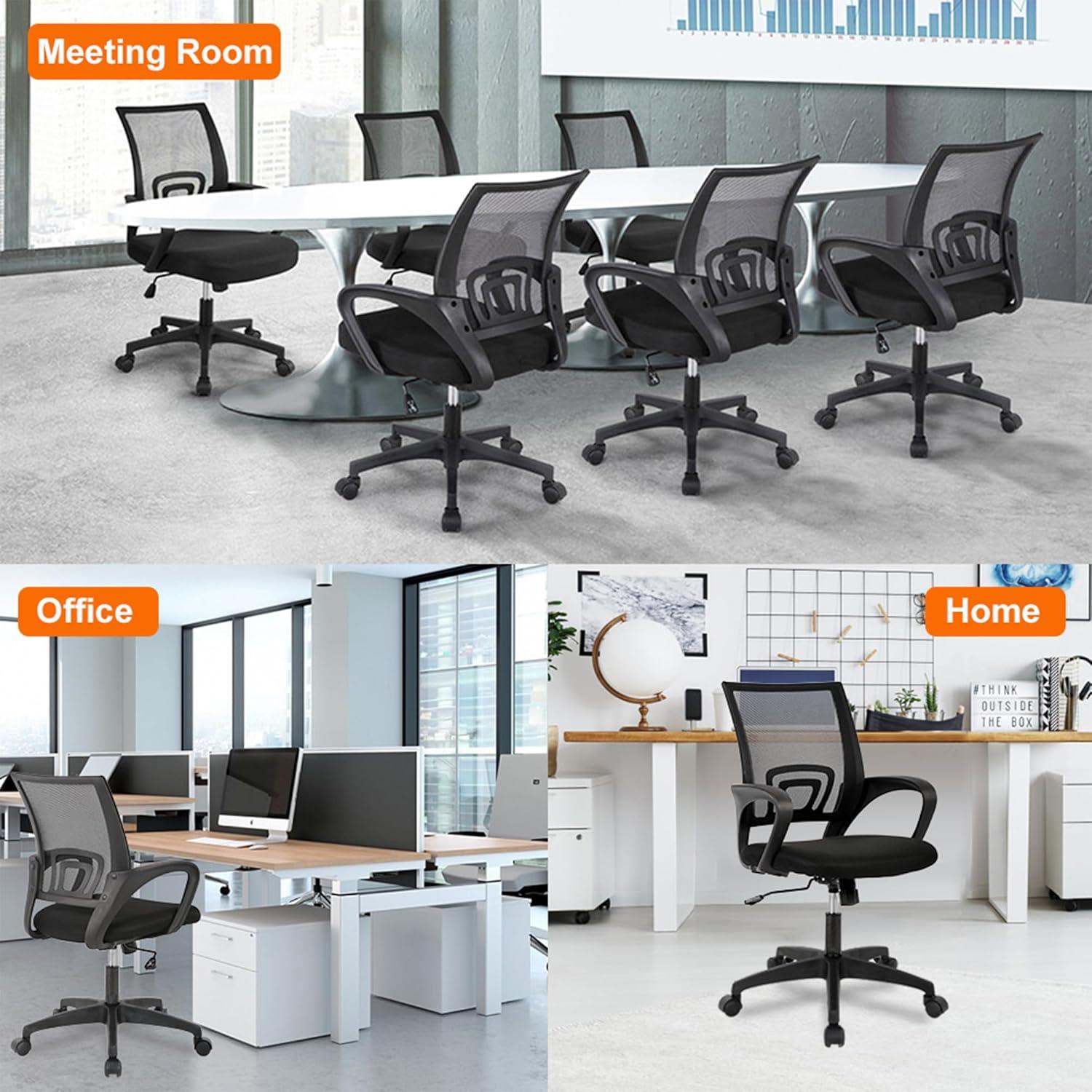 image:imageBestOffice Ergonomic Office Chair MidBack Swivel Desk Chair Breathable Backrest amp Lumbar Support Adjustable Height Sponge Seat Rolling Wheels Black for Adults amp WomenBlack