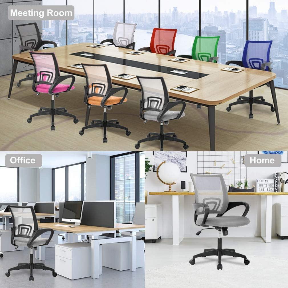 image:imageBestOffice Ergonomic Office Chair MidBack Swivel Desk Chair Breathable Backrest amp Lumbar Support Adjustable Height Sponge Seat Rolling Wheels Black for Adults amp WomenGrey