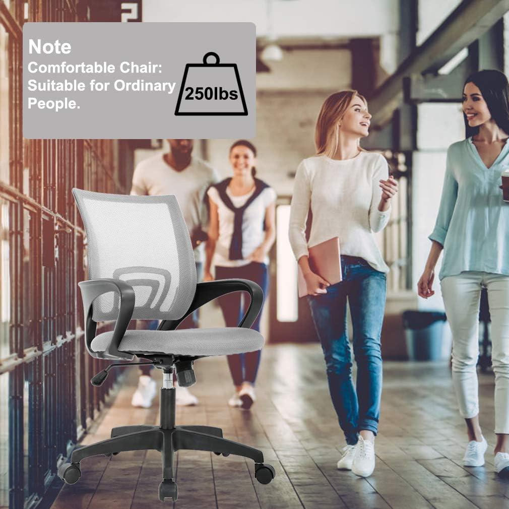 image:imageBestOffice Ergonomic Office Chair MidBack Swivel Desk Chair Breathable Backrest amp Lumbar Support Adjustable Height Sponge Seat Rolling Wheels Black for Adults amp WomenGrey