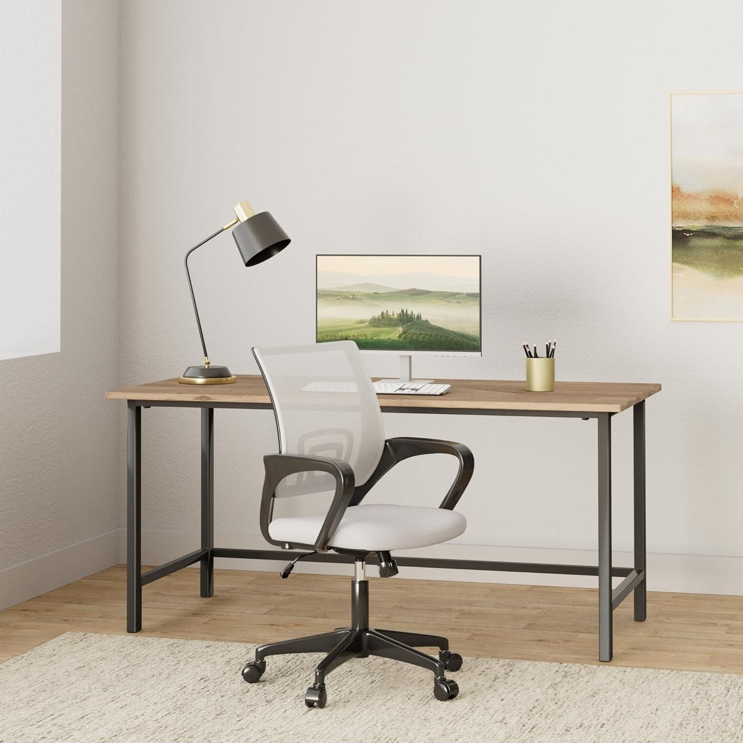 image:imageBestOffice Ergonomic Office Chair MidBack Swivel Desk Chair Breathable Backrest amp Lumbar Support Adjustable Height Sponge Seat Rolling Wheels Black for Adults amp WomenGrey