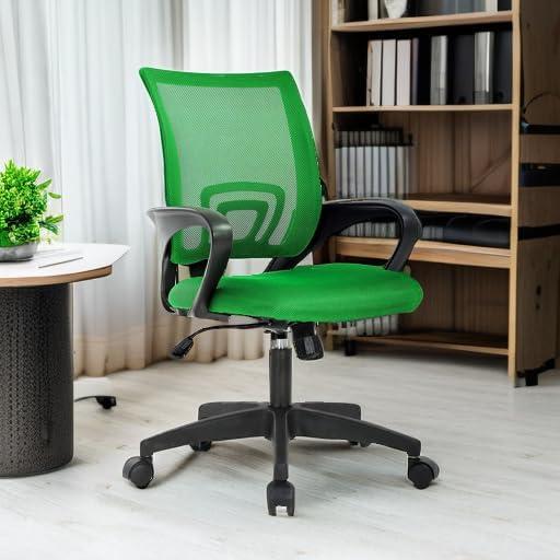 image:imageBestOffice Ergonomic Office Chair MidBack Swivel Desk Chair Breathable Backrest amp Lumbar Support Adjustable Height Sponge Seat Rolling Wheels Black for Adults amp WomenGreen
