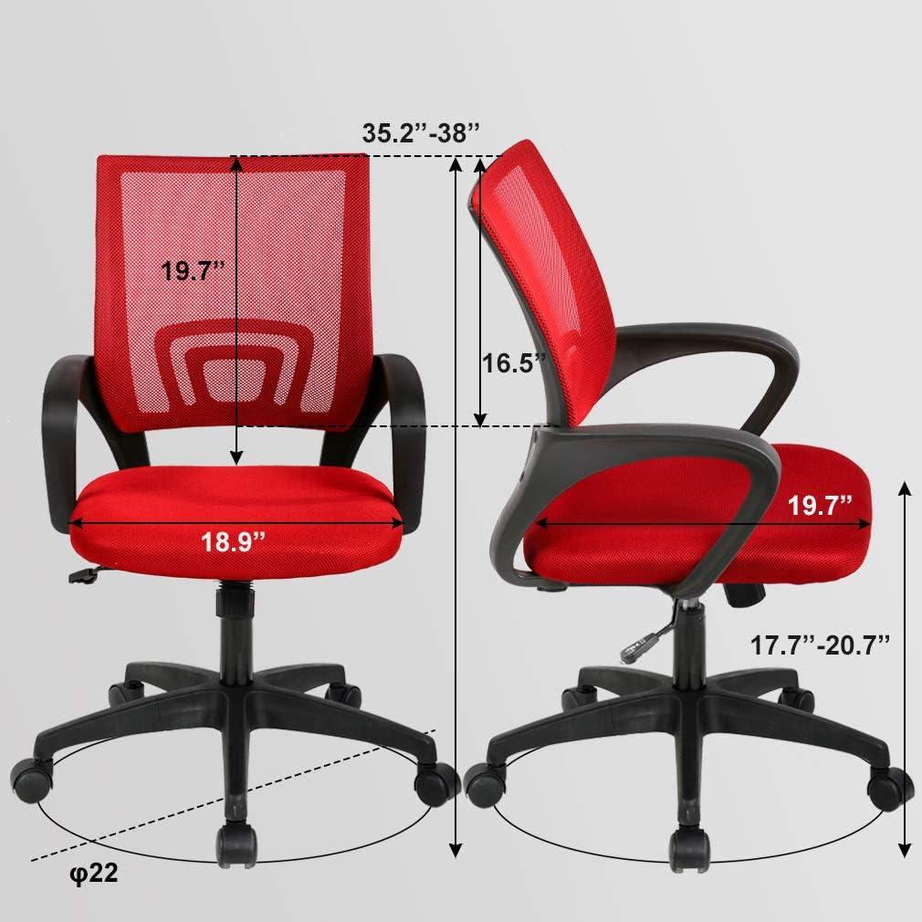 image:imageBestOffice Ergonomic Office Chair MidBack Swivel Desk Chair Breathable Backrest amp Lumbar Support Adjustable Height Sponge Seat Rolling Wheels Black for Adults amp WomenRed