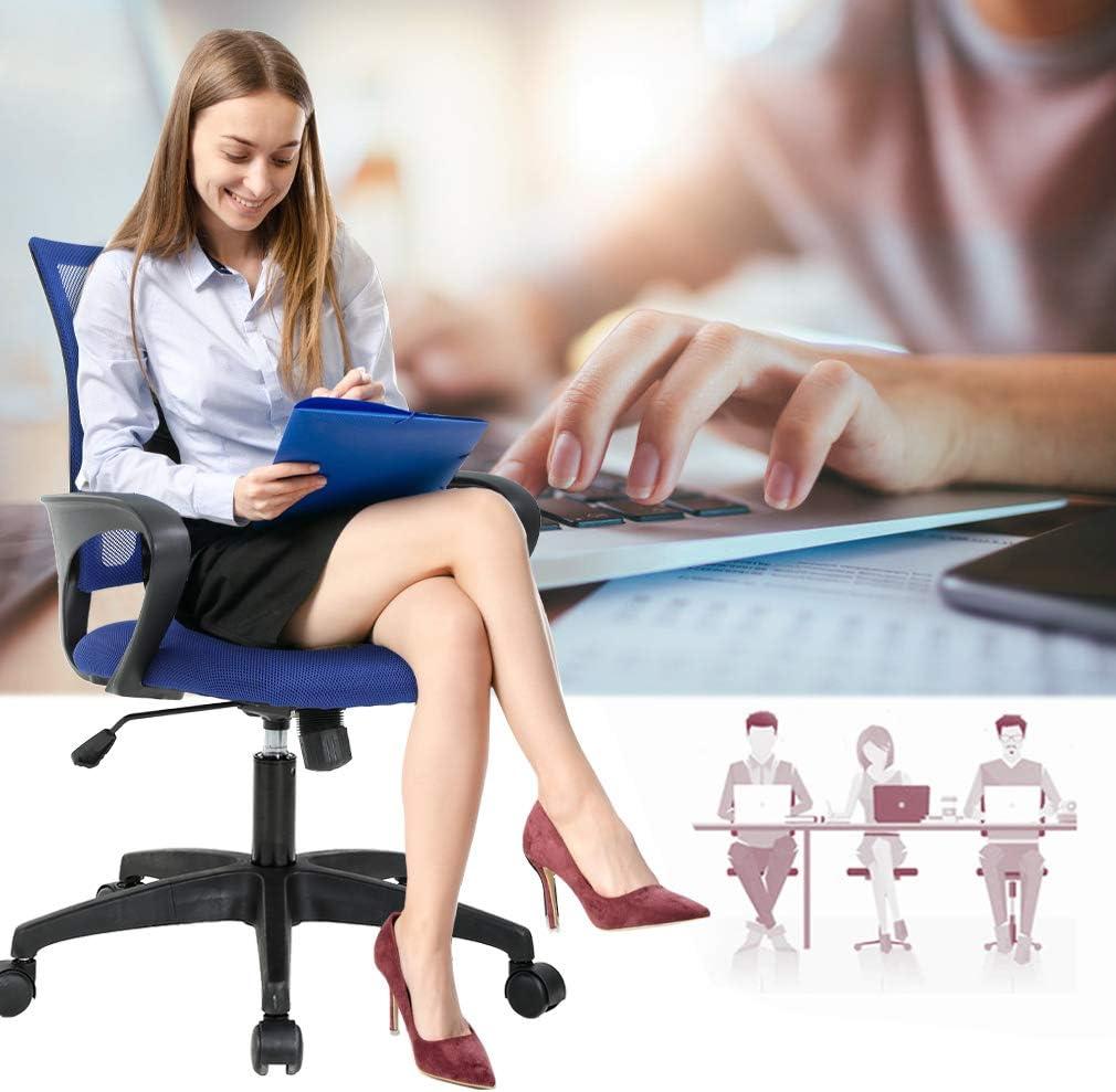 image:imageBestOffice Ergonomic Office Chair MidBack Swivel Desk Chair Breathable Backrest amp Lumbar Support Adjustable Height Sponge Seat Rolling Wheels Black for Adults amp WomenBlue