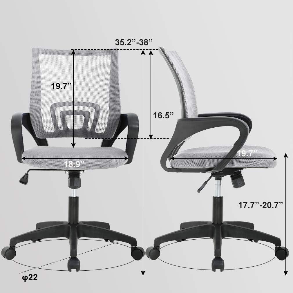image:imageBestOffice Ergonomic Office Chair MidBack Swivel Desk Chair Breathable Backrest amp Lumbar Support Adjustable Height Sponge Seat Rolling Wheels Black for Adults amp WomenGrey