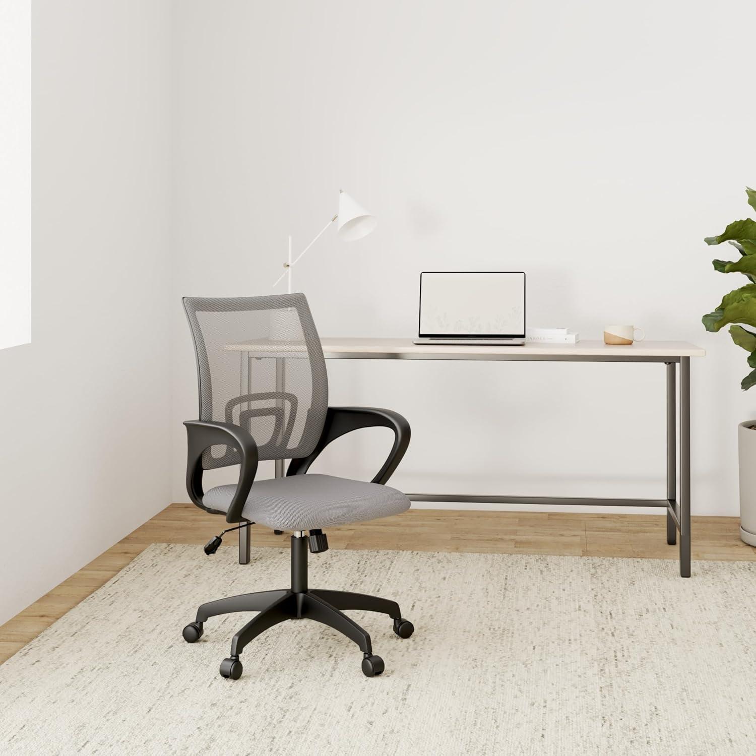 image:imageBestOffice Ergonomic Office Chair MidBack Swivel Desk Chair Breathable Backrest amp Lumbar Support Adjustable Height Sponge Seat Rolling Wheels Black for Adults amp WomenGrey
