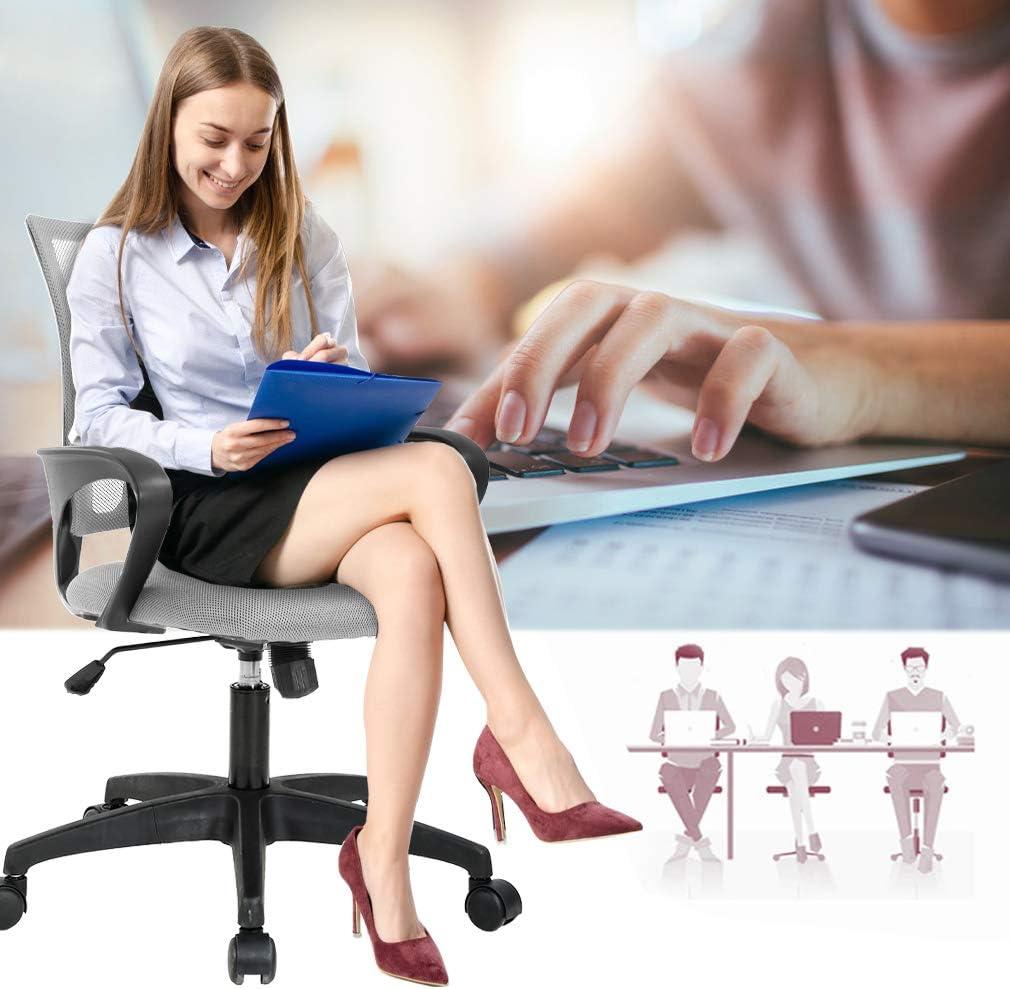 image:imageBestOffice Ergonomic Office Chair MidBack Swivel Desk Chair Breathable Backrest amp Lumbar Support Adjustable Height Sponge Seat Rolling Wheels Black for Adults amp WomenGrey