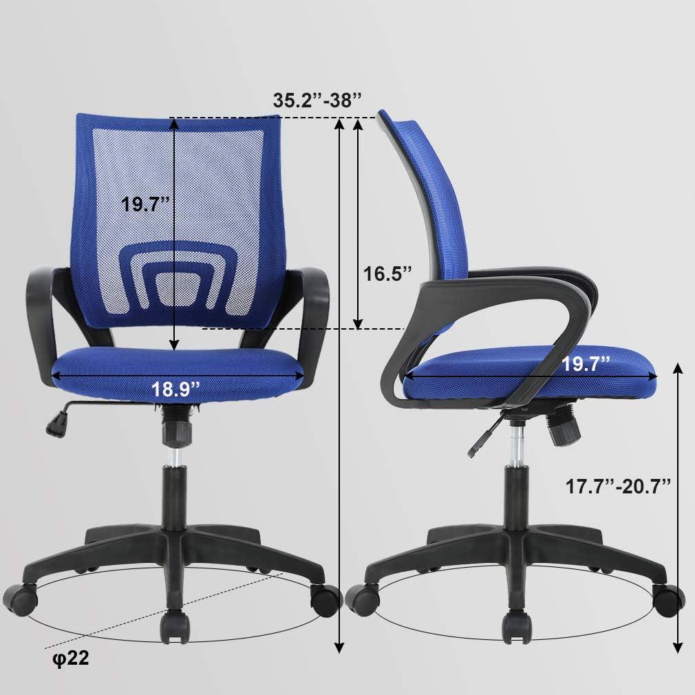 image:imageBestOffice Ergonomic Office Chair MidBack Swivel Desk Chair Breathable Backrest amp Lumbar Support Adjustable Height Sponge Seat Rolling Wheels Black for Adults amp WomenBlue