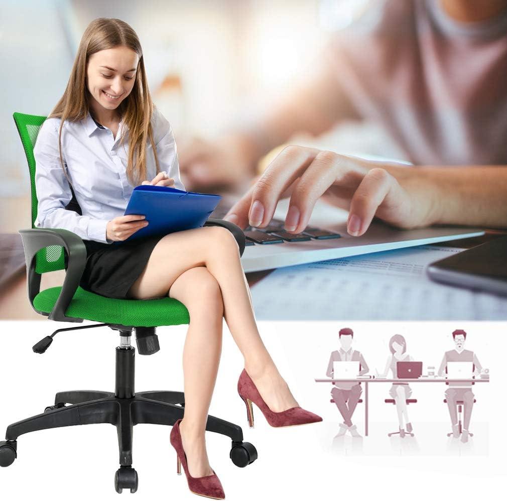 image:imageBestOffice Ergonomic Office Chair MidBack Swivel Desk Chair Breathable Backrest amp Lumbar Support Adjustable Height Sponge Seat Rolling Wheels Black for Adults amp WomenGreen