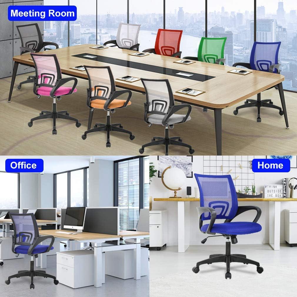 image:imageBestOffice Ergonomic Office Chair MidBack Swivel Desk Chair Breathable Backrest amp Lumbar Support Adjustable Height Sponge Seat Rolling Wheels Black for Adults amp WomenBlue