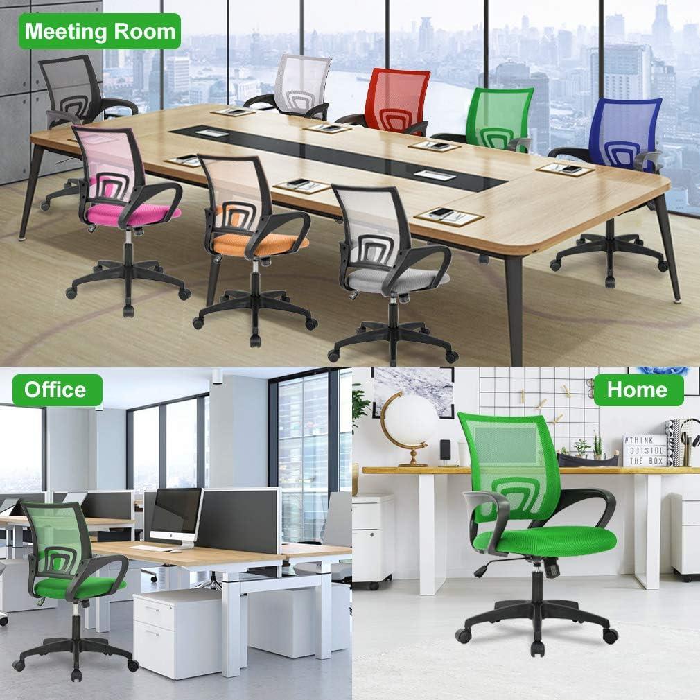 image:imageBestOffice Ergonomic Office Chair MidBack Swivel Desk Chair Breathable Backrest amp Lumbar Support Adjustable Height Sponge Seat Rolling Wheels Black for Adults amp WomenGreen