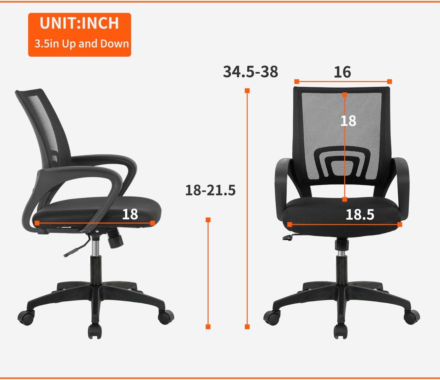 image:imageBestOffice Ergonomic Office Chair MidBack Swivel Desk Chair Breathable Backrest amp Lumbar Support Adjustable Height Sponge Seat Rolling Wheels Black for Adults amp WomenBlack