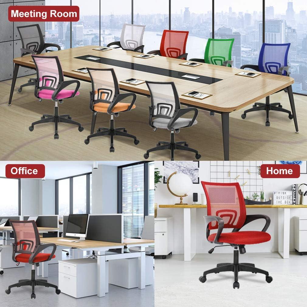 image:imageBestOffice Ergonomic Office Chair MidBack Swivel Desk Chair Breathable Backrest amp Lumbar Support Adjustable Height Sponge Seat Rolling Wheels Black for Adults amp WomenRed